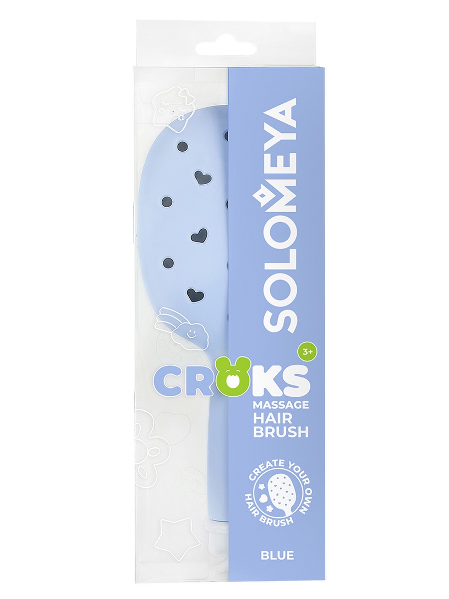 Solomeya Массажная расческа для волос с отверствиями для джиббитсов, Голубая