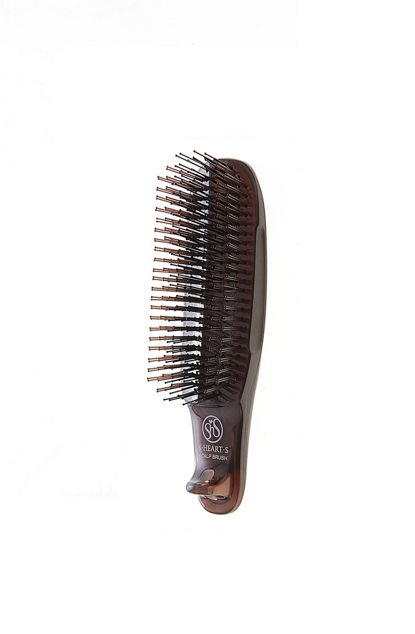 2-bfe9a28f1b177ec8dea03392393459bc SHS Расческа Scalp Brush Com цвет коричневый, укороченная ручка, жесткая — изображение 1